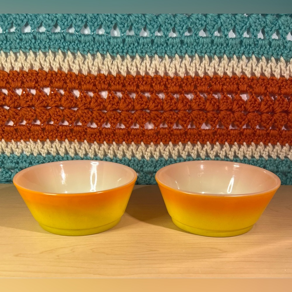 Fire King Orange/Yellow Ombré Stackable Bowls
